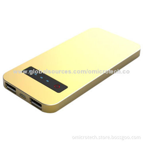 8,000mAh Fashionable Power Bank, Long Standby Time, Dual USB Port, Sized 126*61.5*8.5mm